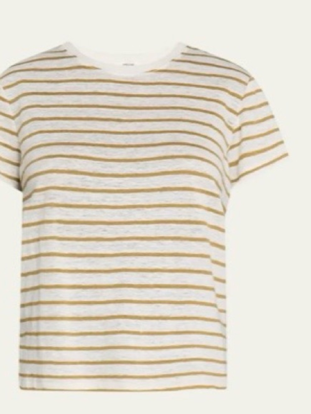 Frame 100% Linen White and Mustard Stripe Short Sleeve Tee
